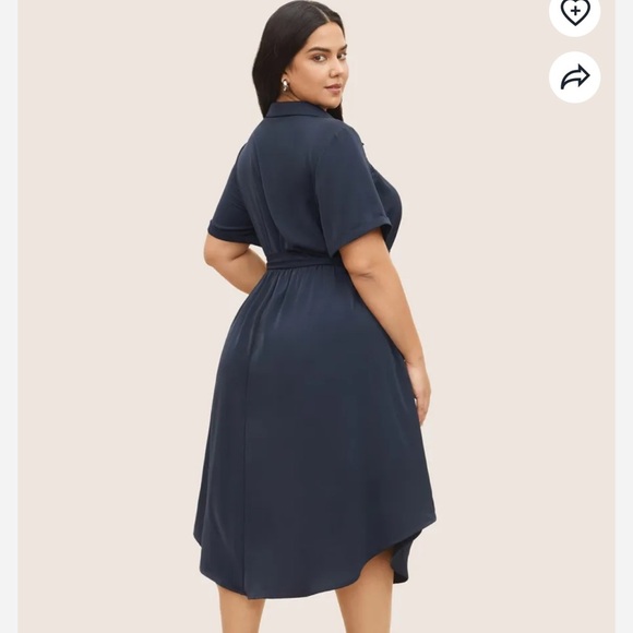 BloomChic Size XL Plain Lace Patchwork Belted Cuffed Sleeve Dress us 14 - Picture 3 of 6